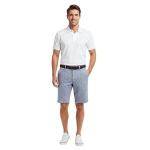 Peter Millar Blue Gingham Check Cotton Blend Golf Shorts Size 38 Classic Designe